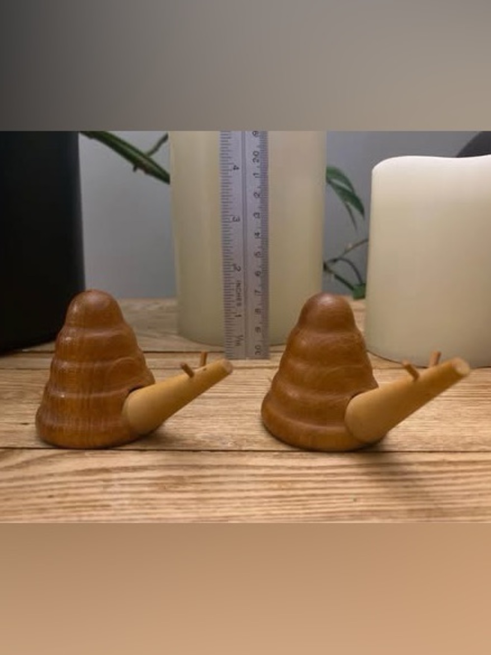 Vintage Wooden Snail Salt and Pepper Shakers - Mid Century Modern Teak Style